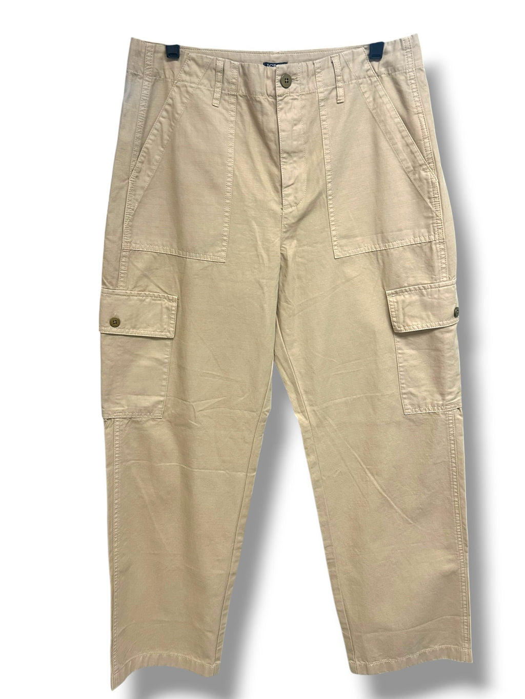 NWT J.CREW RELZED FIT CARGO UTILITY WIDE LEG TAN KHAKI PANTS SIZE 28