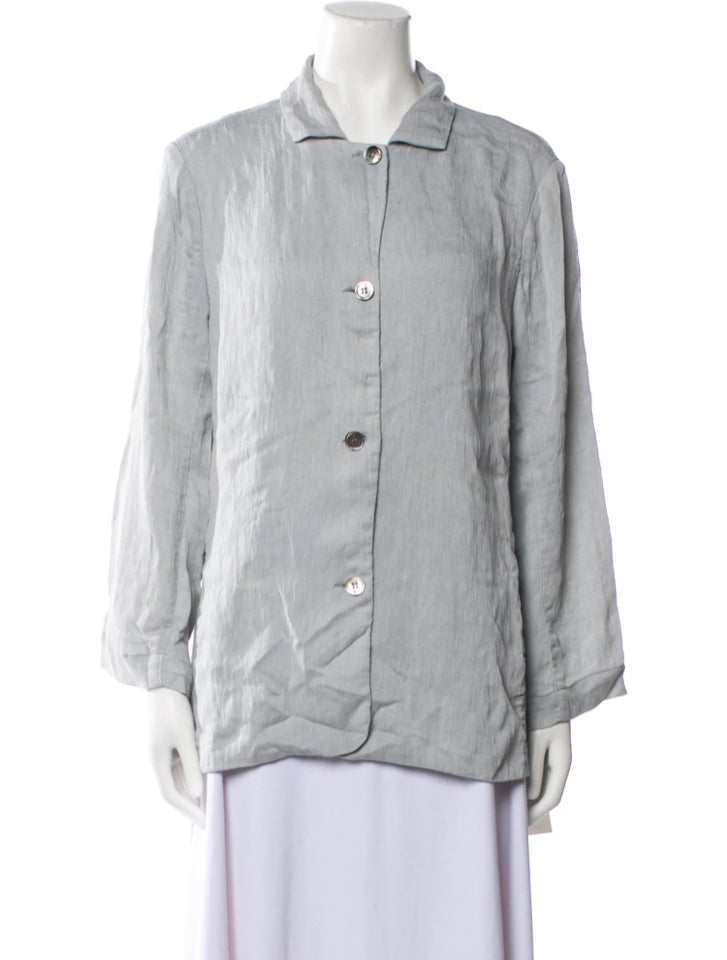 RAQUEL ALLEGRA LONG SLEEVE COLLARED BLOUSE SIZE: 0