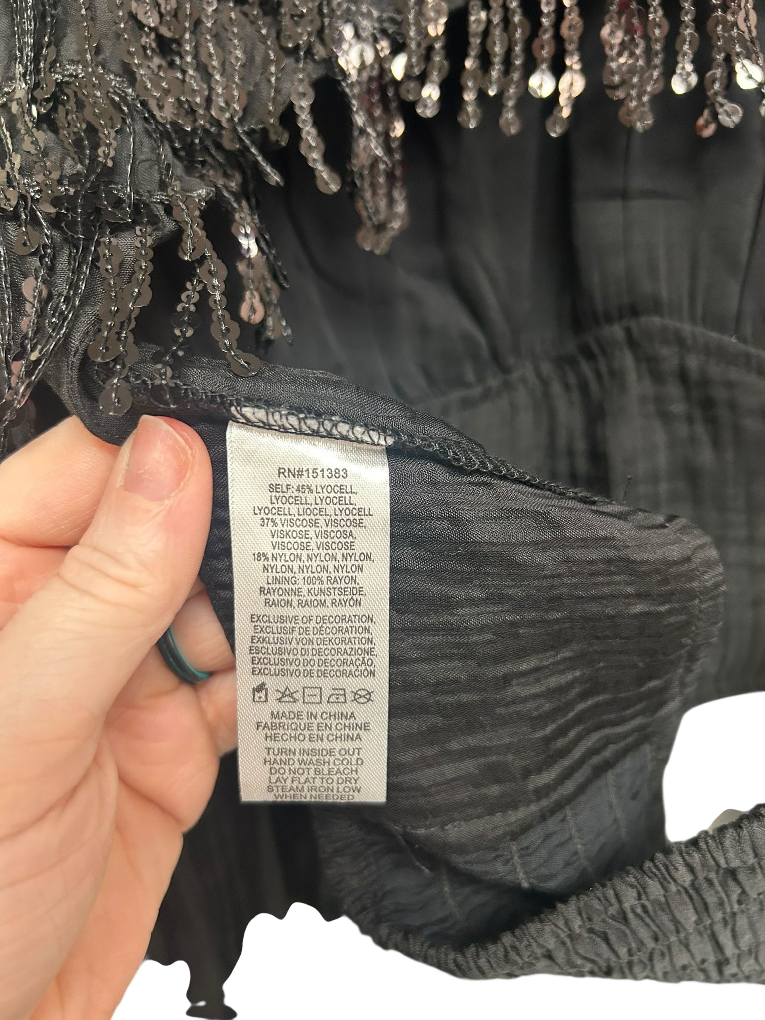 NWT ANTHROPOLOGIE CURRENT AIR BISHOP SLEEVE SEQUIN FRINGE BACK TOP SIZE S