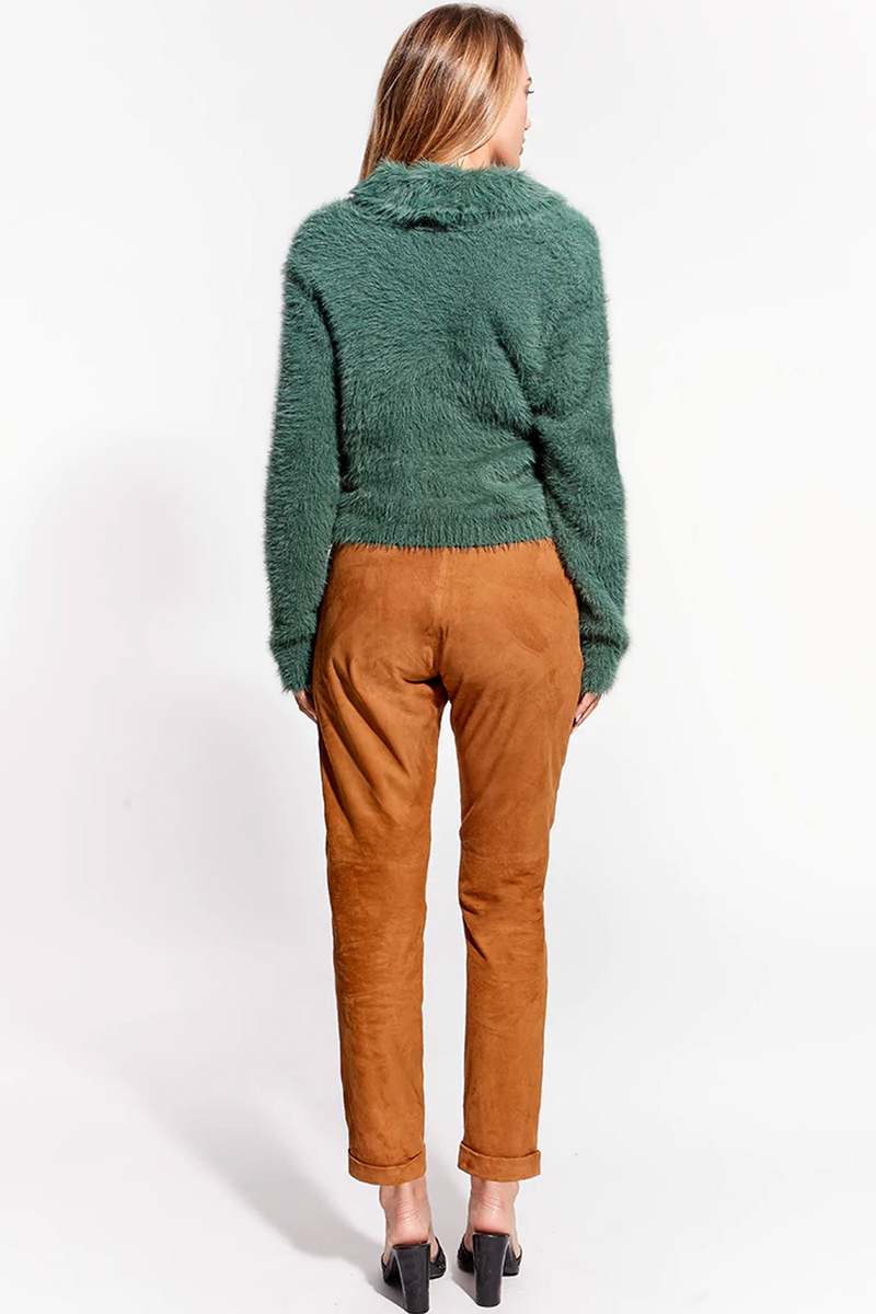 AS BY DF GWEN FEATHER KNIT FUZZY CROP GREEN SIZE SMALL