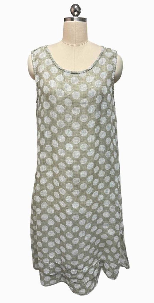 FLAX 100% LINEN LAGENLOOK MIDI TUNIC BEIGE/WHITE DRESS SIZE M