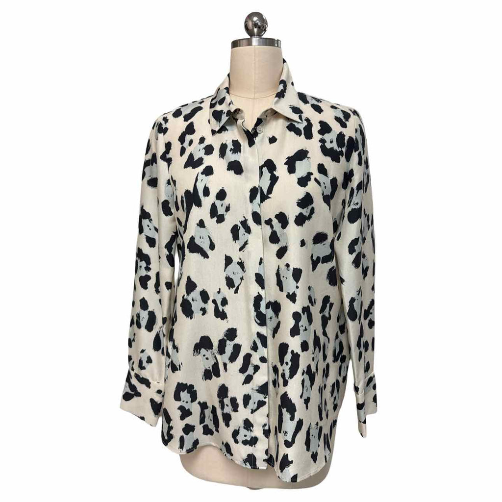 LAFAYETTE 148 NEW! SCOTTIE LEOPARD PRINT BEIGE BLOUSE SIZE S