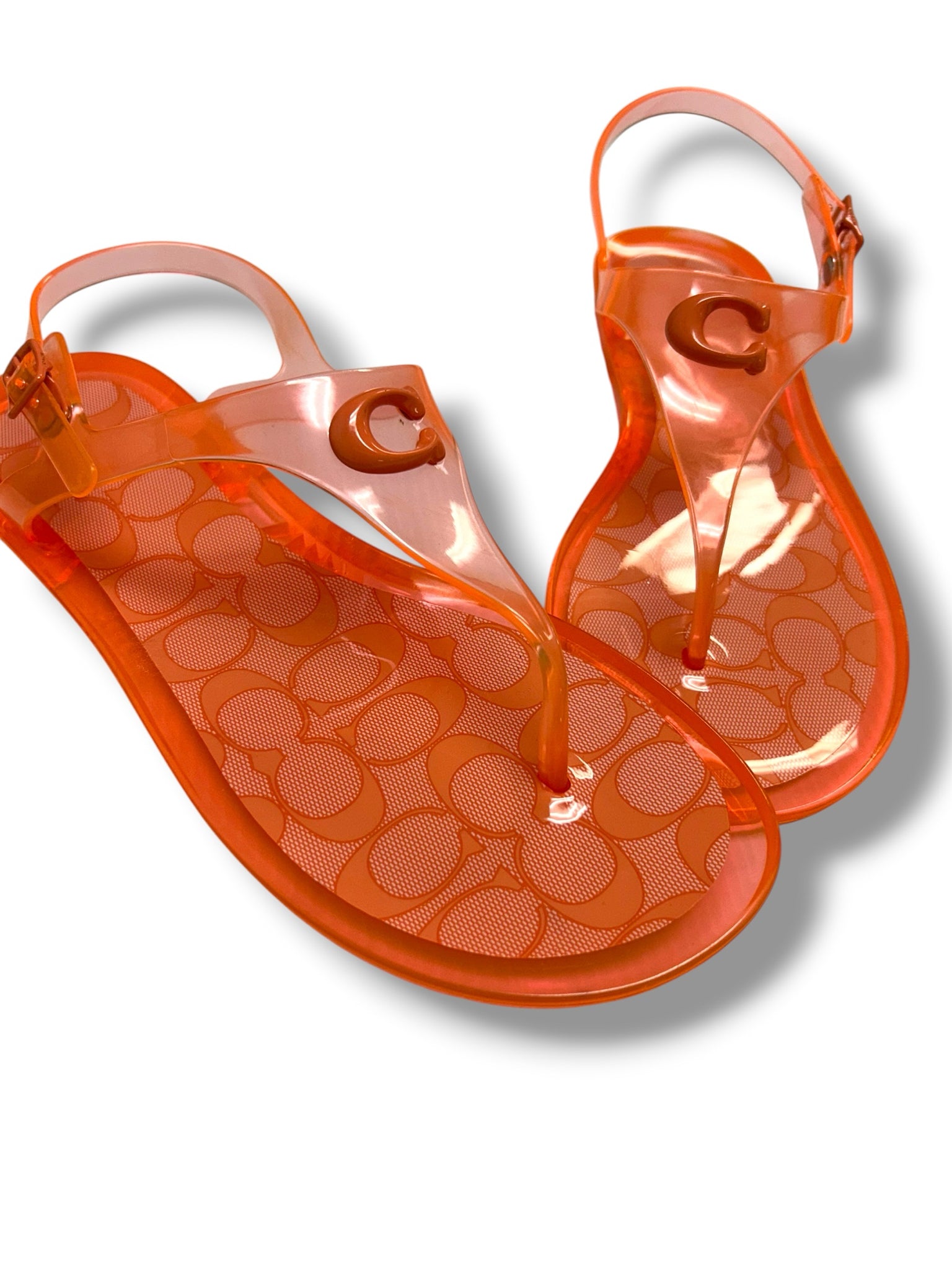 COACH THE NATELEE ORANGE JELLY  SANDALS SIZE 9