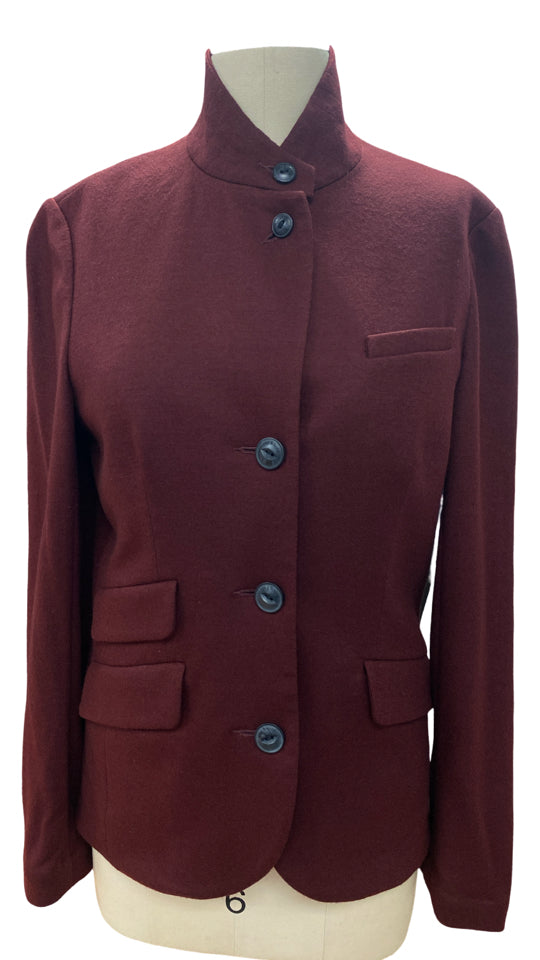 RAG & BONE SLADE JAPANESE WOOL BLAZER IN BLACK CHERRY SIZE 8