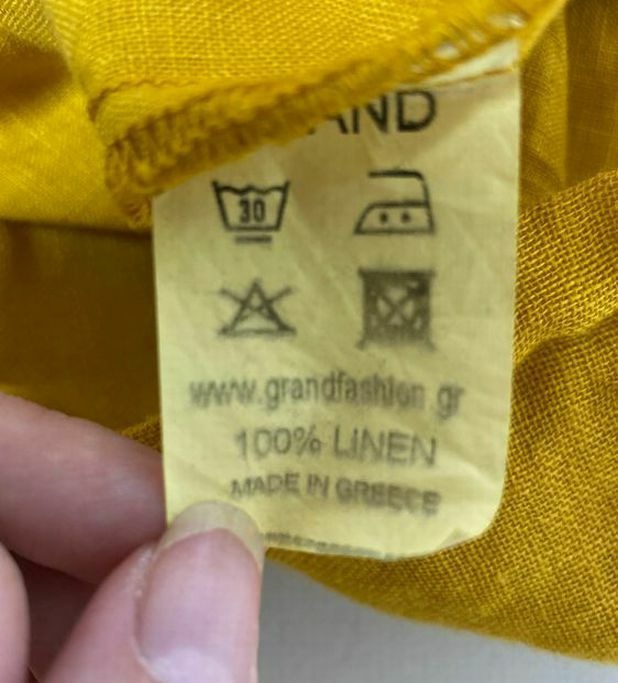 ANTHROPOLOGIE - GRAND GREECE GOLDENROD LINEN SLEEVELESS DRESS SIZE SMALL