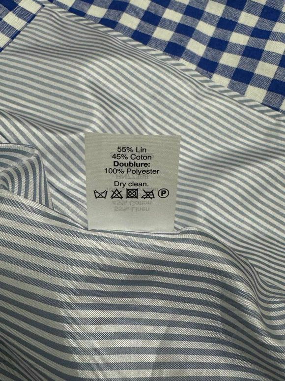 JCREW LINEN GINGHAM SCHOOLBOY BLUE/WHITE BLAZER SIZE 4