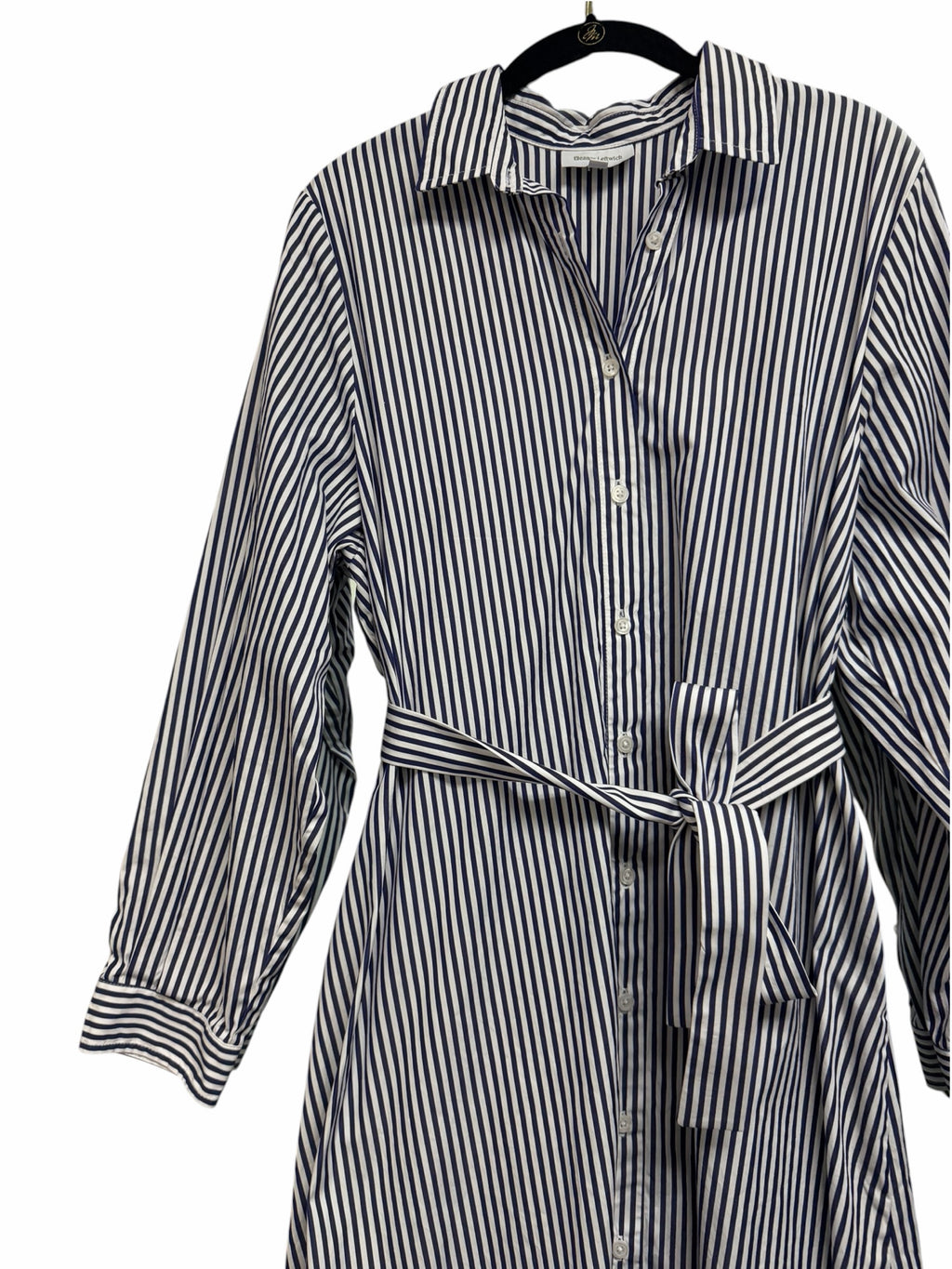 ELEANOR LEFTWICH STRIPE FRENCH COTTON MAXI SHIRT DRESS SIZE LARGE