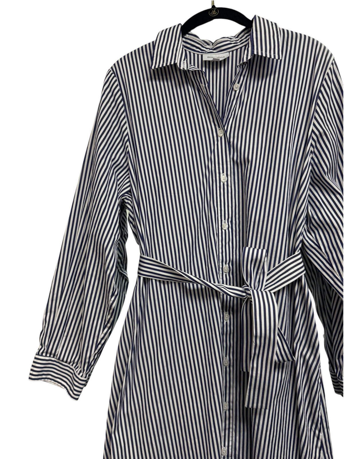 ELEANOR LEFTWICH STRIPE FRENCH COTTON MAXI SHIRT DRESS SIZE LARGE