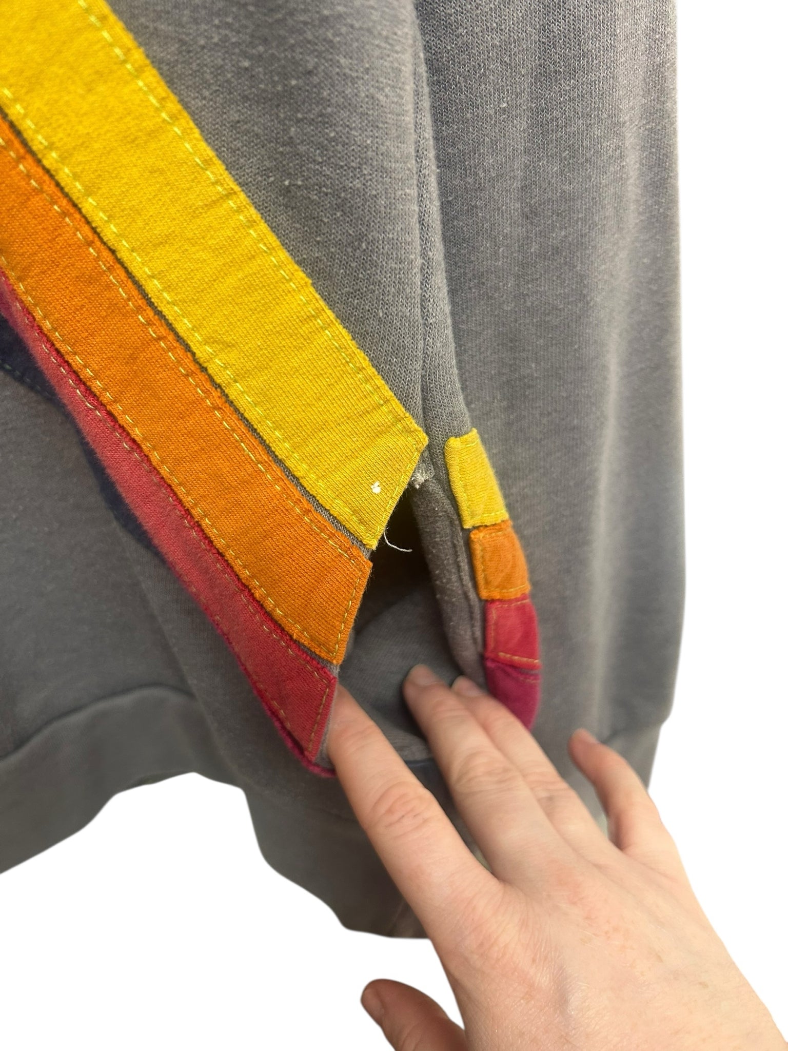 AVIATOR NATION RELAXED GRAY RAINBOW STRIPE HOODIE SIZE LARGE