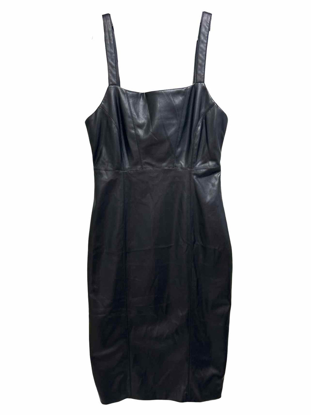 7 FOR ALL MAND KIND  VEGAN LEATHER MIDI SHEATH DRESS SIZE: M