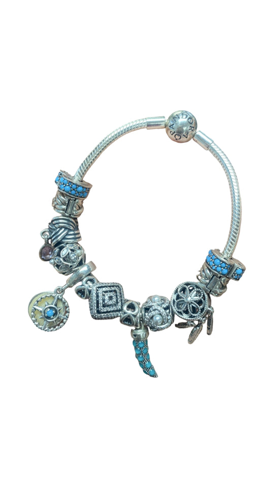 PANDORA FULLY LOADED 13 CHARM BRACELET 7.1" SNAKE CHAIN