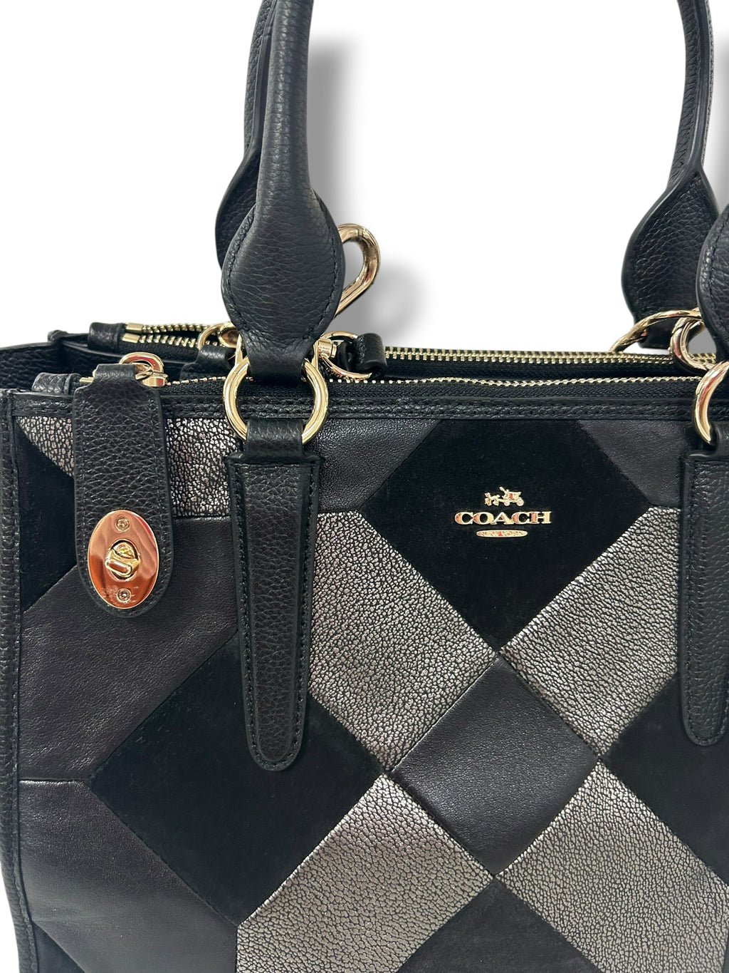 NWT COACH CROSBY MIXED LEATHER SUEDE PATCHWORK SATCHEL