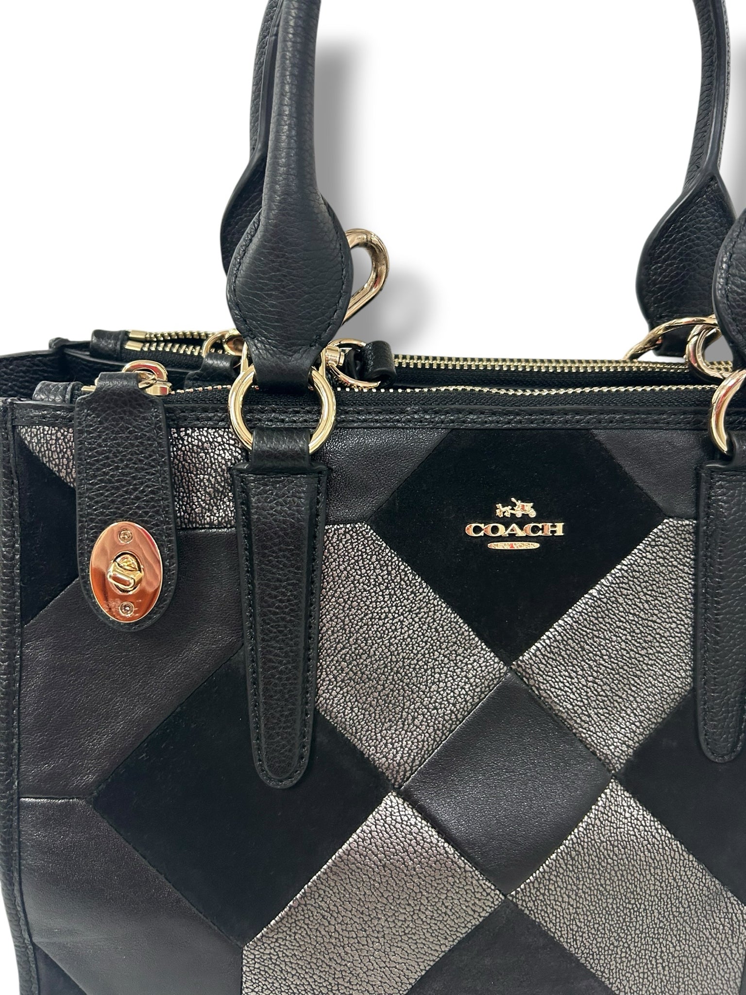 NWT COACH CROSBY MIXED LEATHER SUEDE PATCHWORK SATCHEL