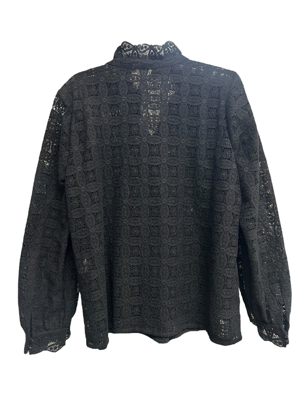 SEZANE CHLO SHIRT GUIPURE LACE BLOUSE BLACK SIZE 48