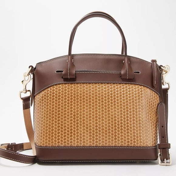 DOONEY & BOURKE WOVEN LEATHER BEACON CROSSBODY SATCHEL