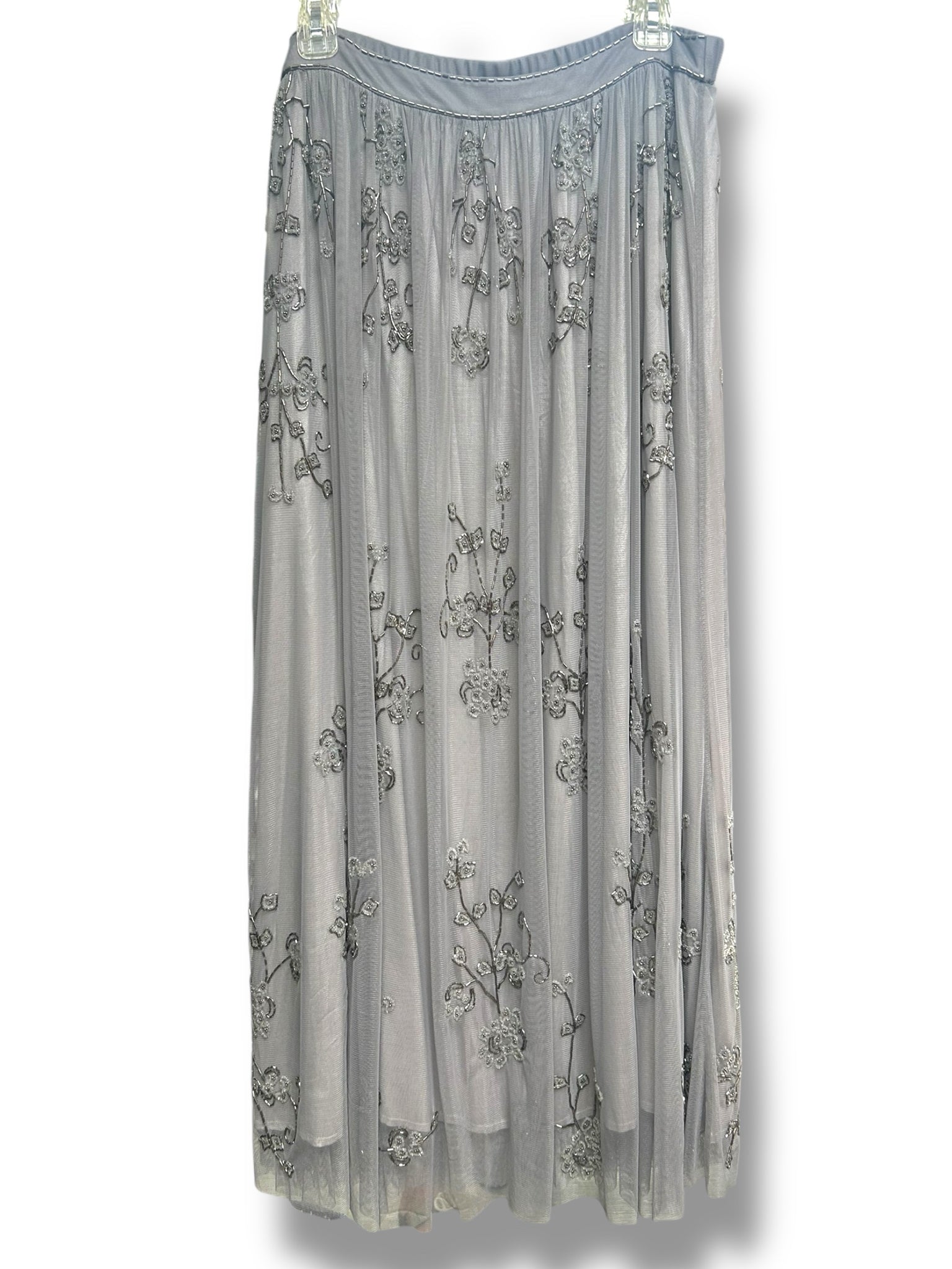 SUNDANCE BELLE OF THE BALL EMBELLISHED TULLE SKIRT NWT LIGHT GRAY SIZE MEDIUM