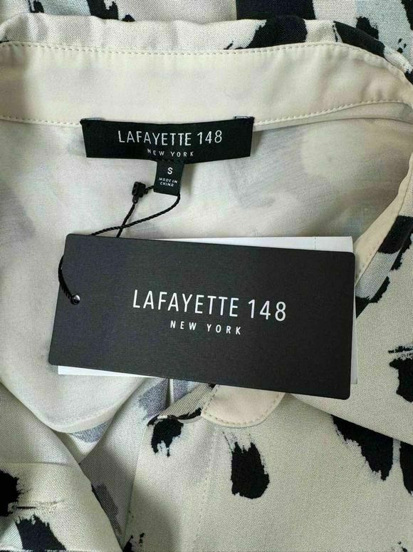 LAFAYETTE 148 NEW! SCOTTIE LEOPARD PRINT BEIGE BLOUSE SIZE S