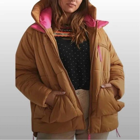 ANTHROPOLOGIE AVEC LES FILLES COLORBLOCK HOODED PUFFER SIZE: S