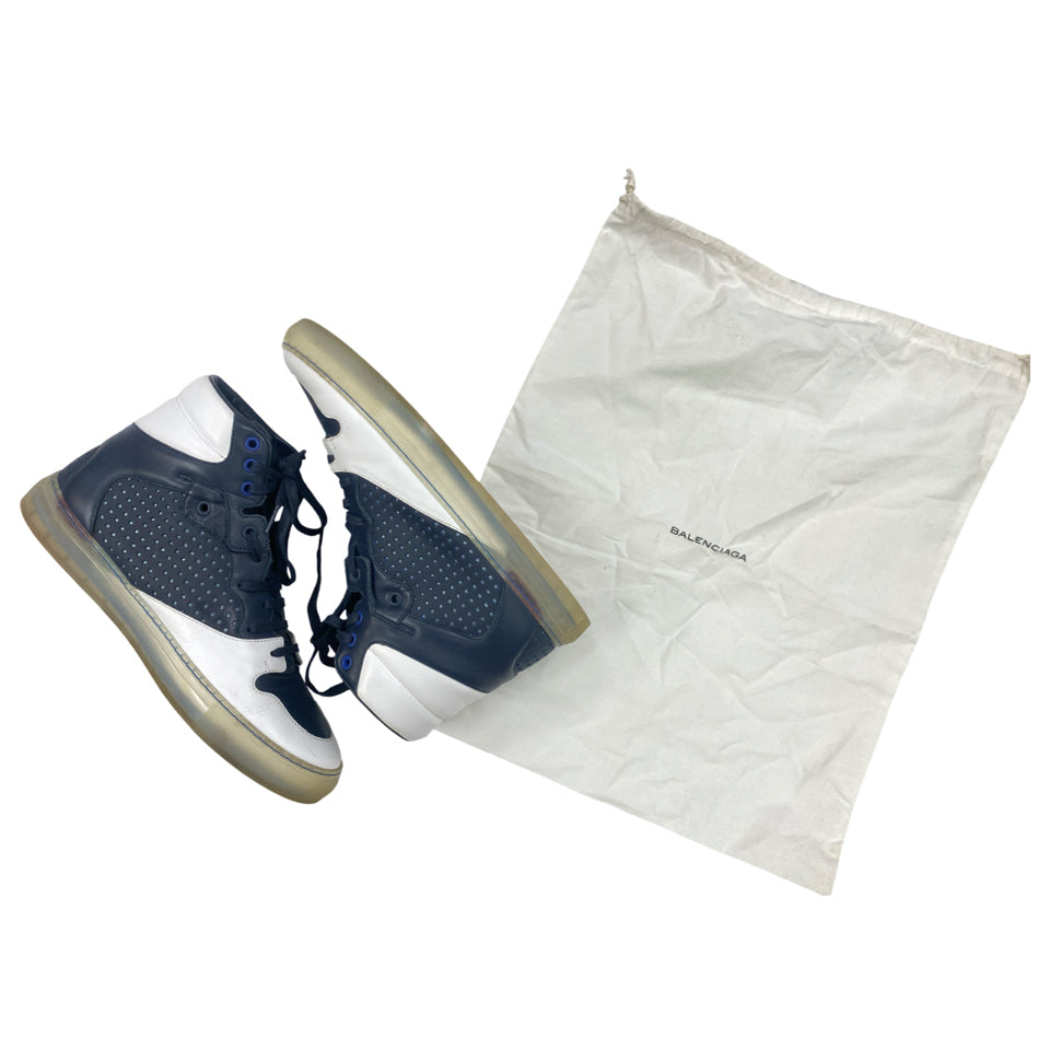 BALENCIAGA PELLE S GOMME DEEP NAVY HIGH TOP SIZE 42