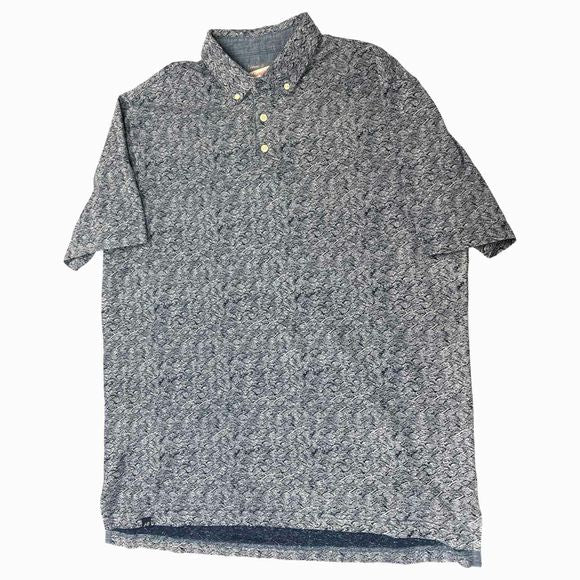 JOHNNIE O WAVE PATTERN BLUE POLO SIZE L