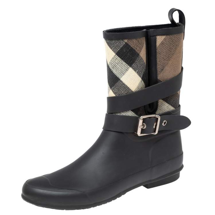 BURBERRY HOLLOWAY BUCKLE MATTE MID RAIN BOOT size: 38