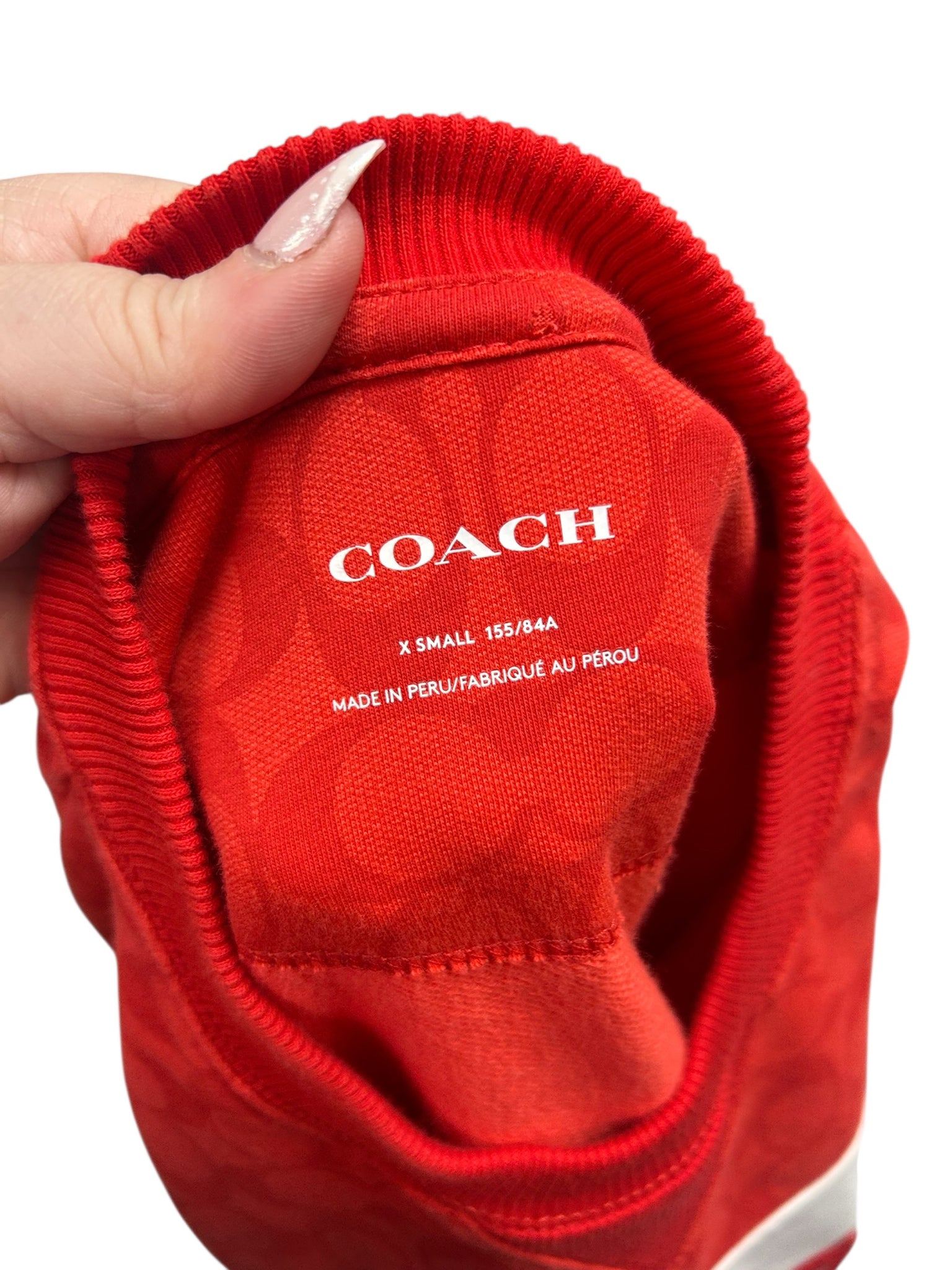 COACH SIGNATURE SPORTY SWEATSHIRT RED LOGO SIZE XS