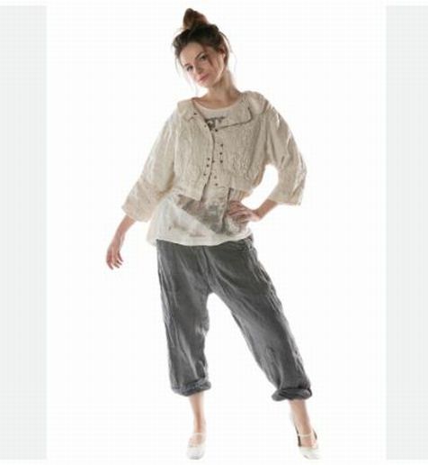 MAGNOLIA PEARL CREAM LINEN CROP BEYA EMBROIDERED JACKET ONE SIZE