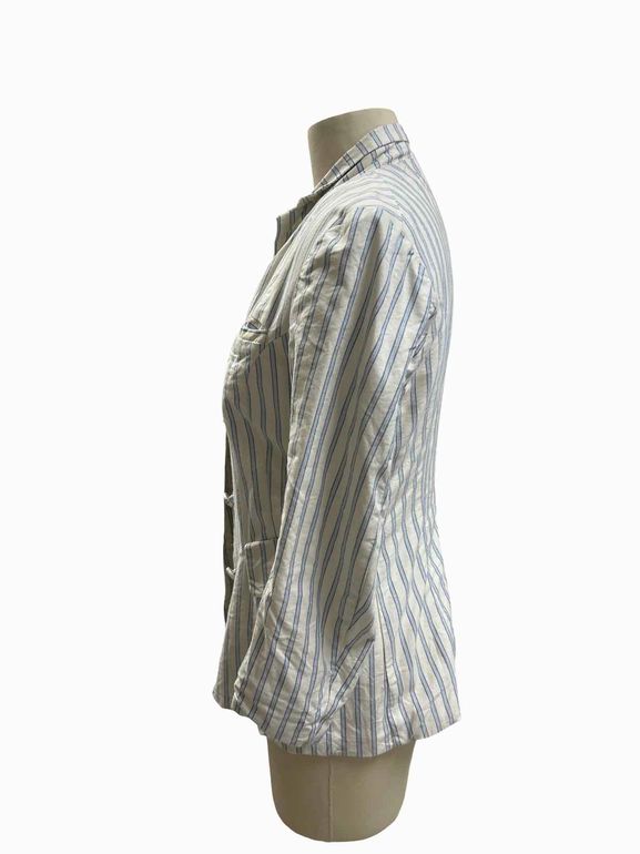 HAZEL BROWN 100% COTTON PINSTRIPE BLAZER SIZE: XS
