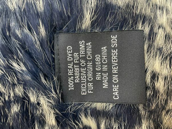 525 AMERICA LUXE RABBIT FUR VEST BLUE/WHITE SIZE L