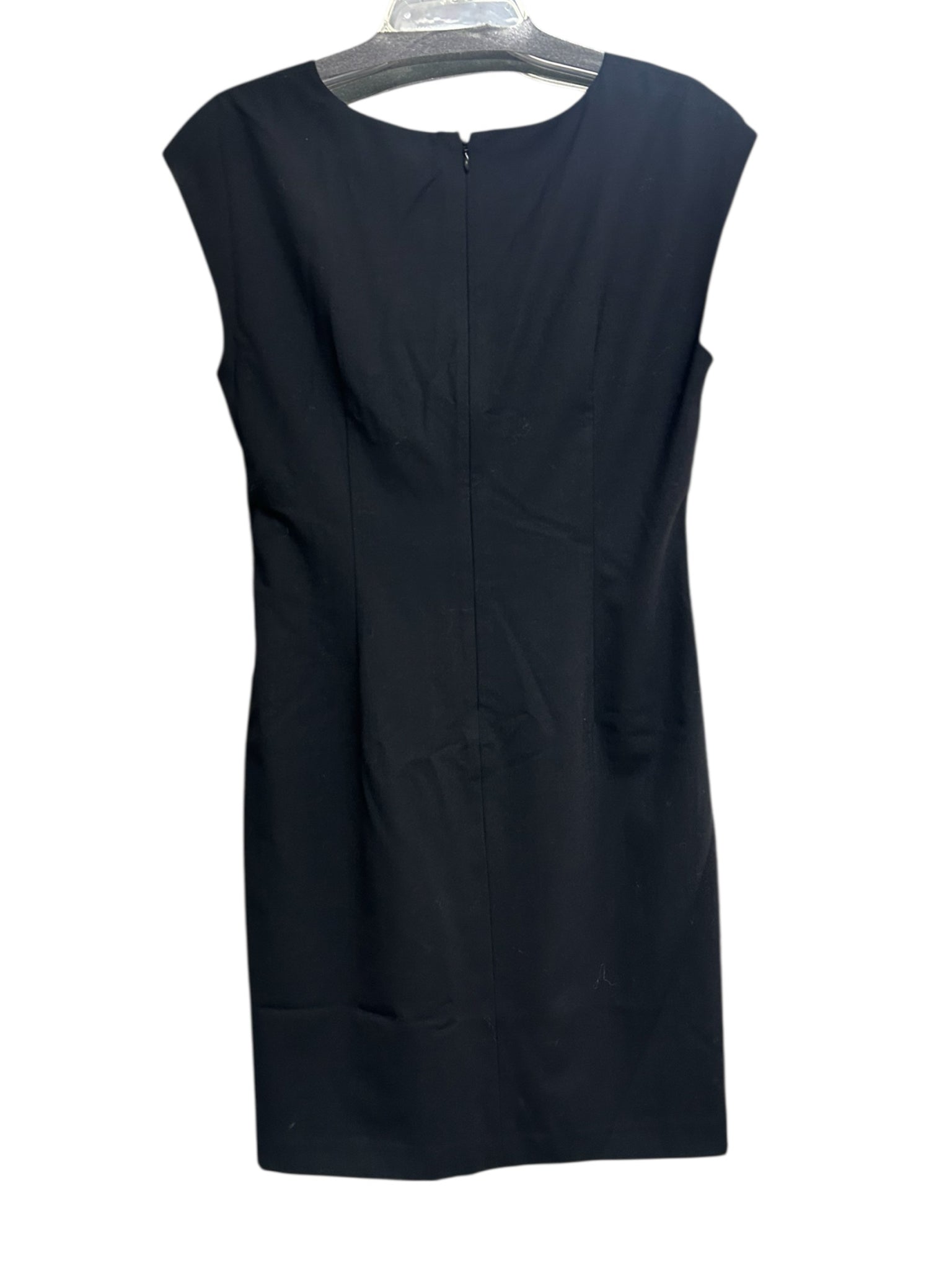 DONNA KARAN DKNY BLACK WOOL FAUX WRAP SHEATH DRESS SIZE 10