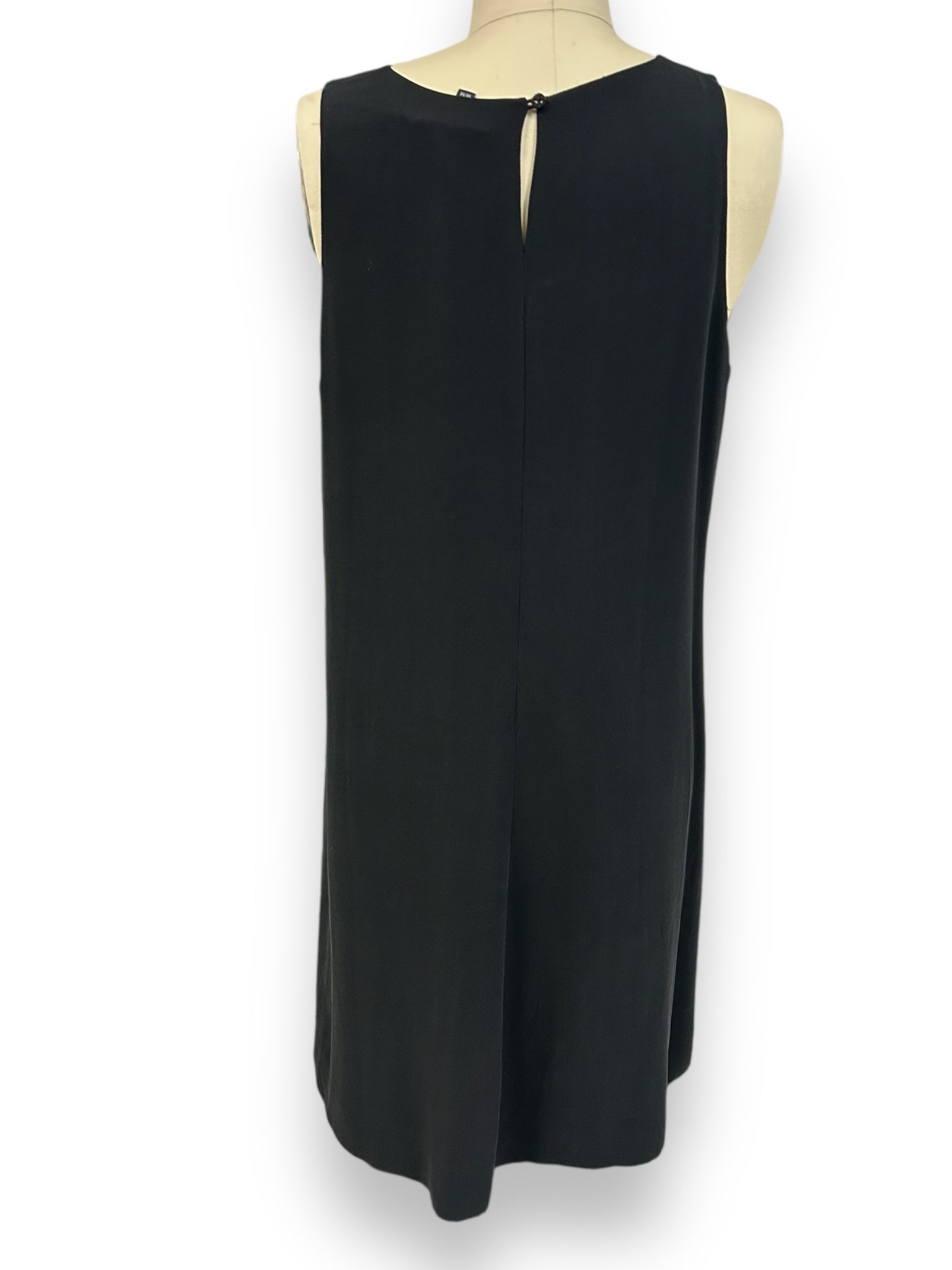 EILEEN FISHER BLACK SILK GEORGETTE CREPE TANK MINI DRESS SIZE MEDIUM
