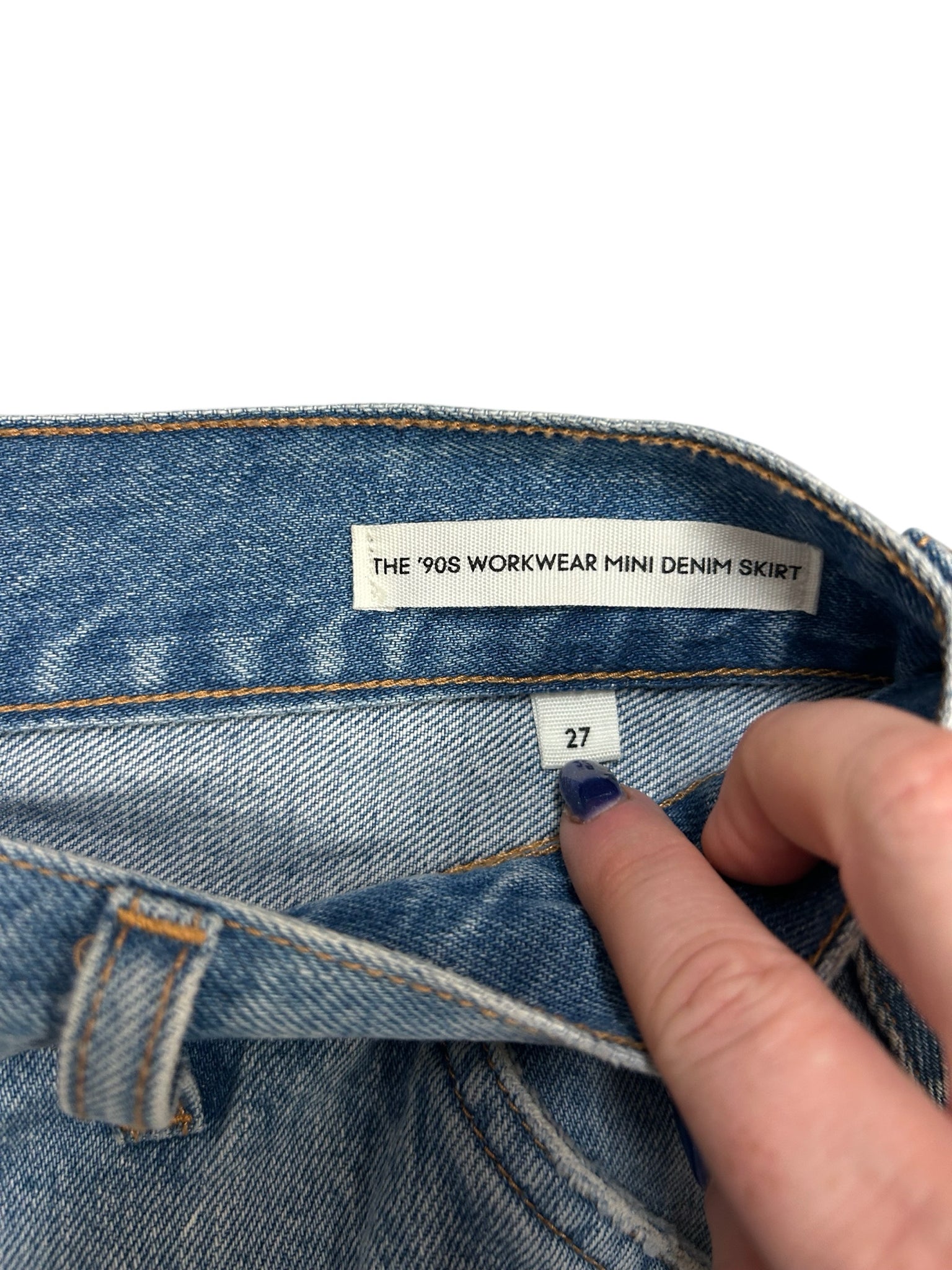 ARITZIA DENIM FORUM THE 90s WORKWEAR MINI DENIM SKIRT SIZE 27