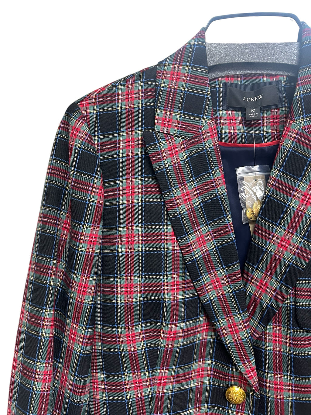 JCREW  SHRUNKEN BLAZER IN BLACK STEWART TARTAN SIZE 10