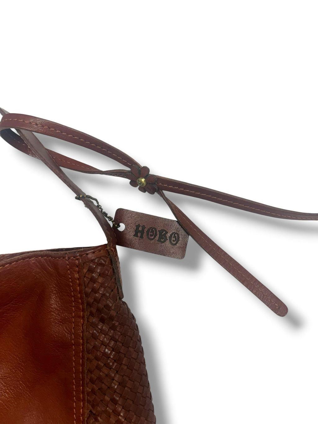 HOBO HAZEL WOVEN SIDE PANELS LEATHER SLOUCHY BAG BROWN