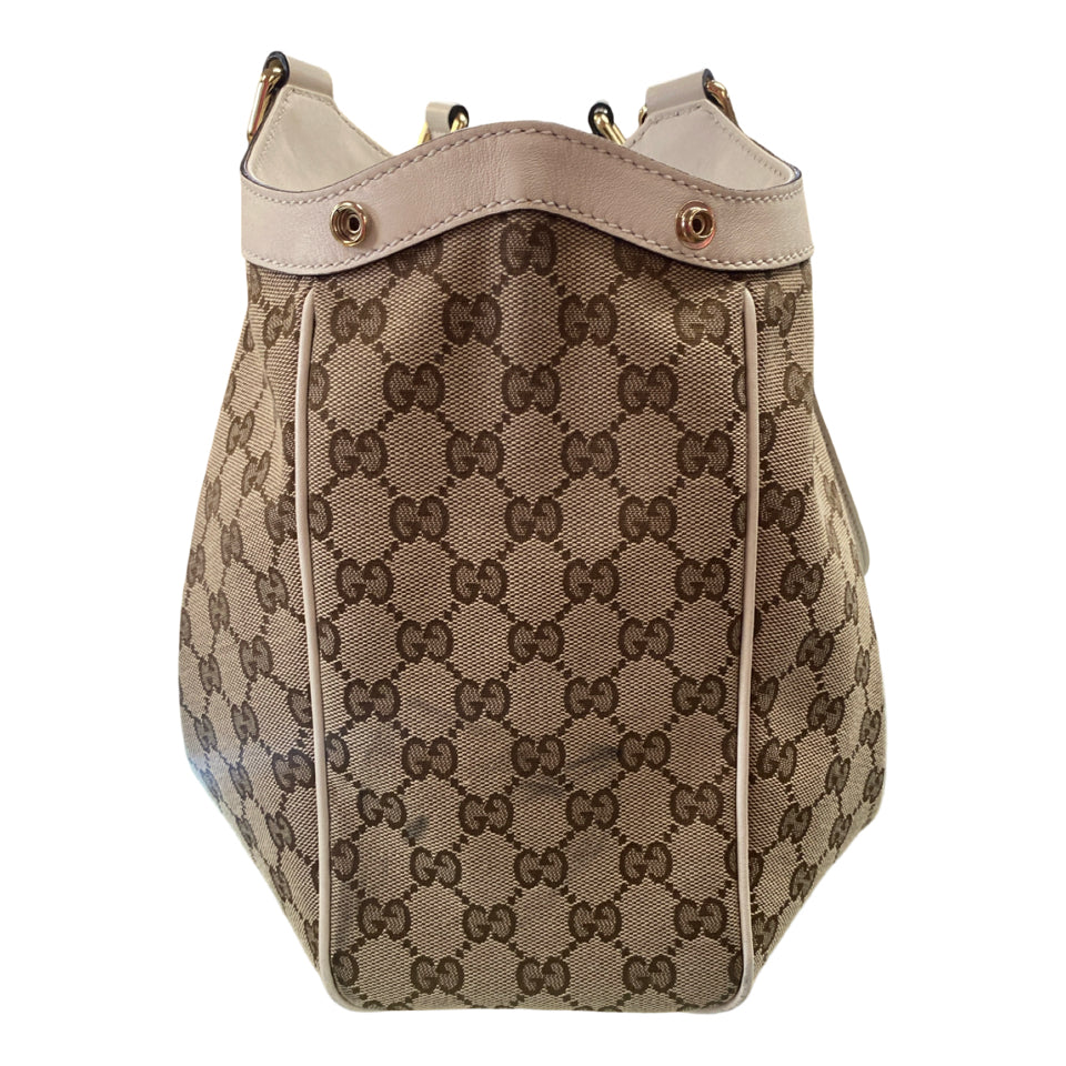 GUCCI VINTAGE Y2K GG CANVAS LOGO LEATHER SHOULDER BAG