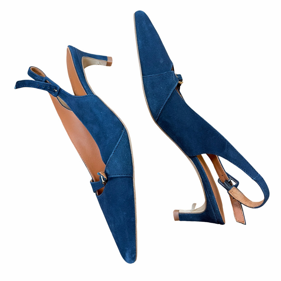 J MCLAUGHLIN DORTHEA SUEDE SLINGBACK KITTEN HEEL SIZE 9