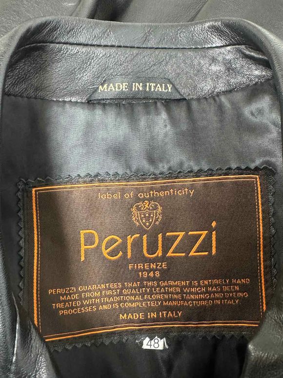 PERUZZI ITALIAN CALF LEATHER BLACK JACKET SIZE XL