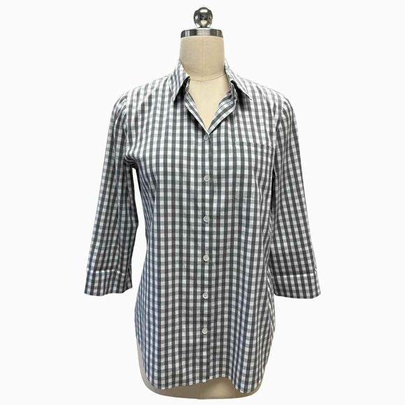 LAFAYETTE GINGHAM BUTTON UP GRAY/WHITE SHIRT SIZE S