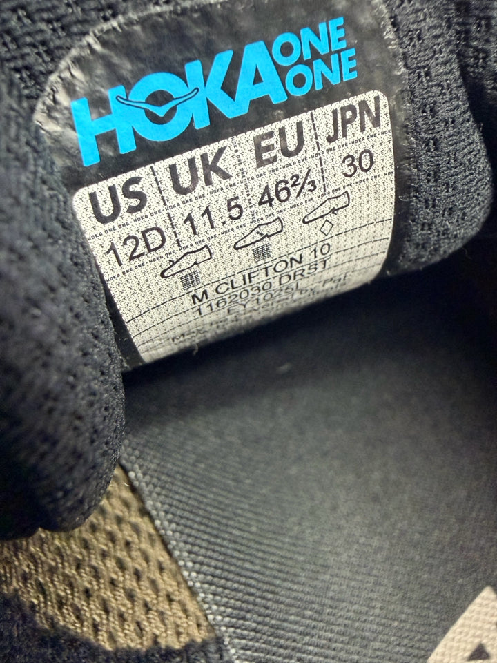 HOKA CLIFTON 10 RUNNING SNEAKER GALATIC GREY/STELLAR GREY SIZE 12