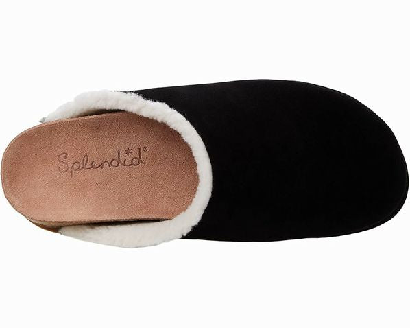 SPLENDID NEW! CORA SUEDE SHEARLING BLACK MULES SIZE 9