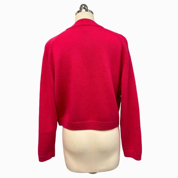 COS MERINO WOOL CROP HOT PINK SWEATER SIZE XS