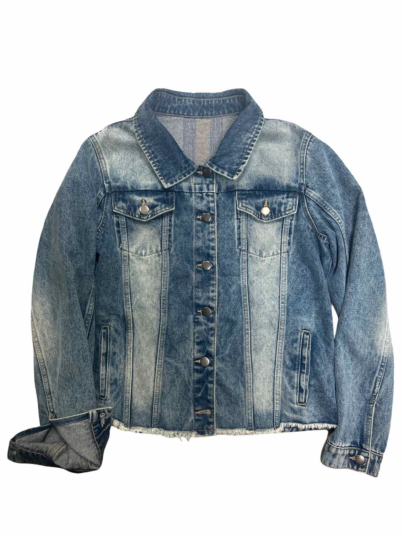 BEADED BEE DESIGN ON BACK DENIM JACKET SIZE: L