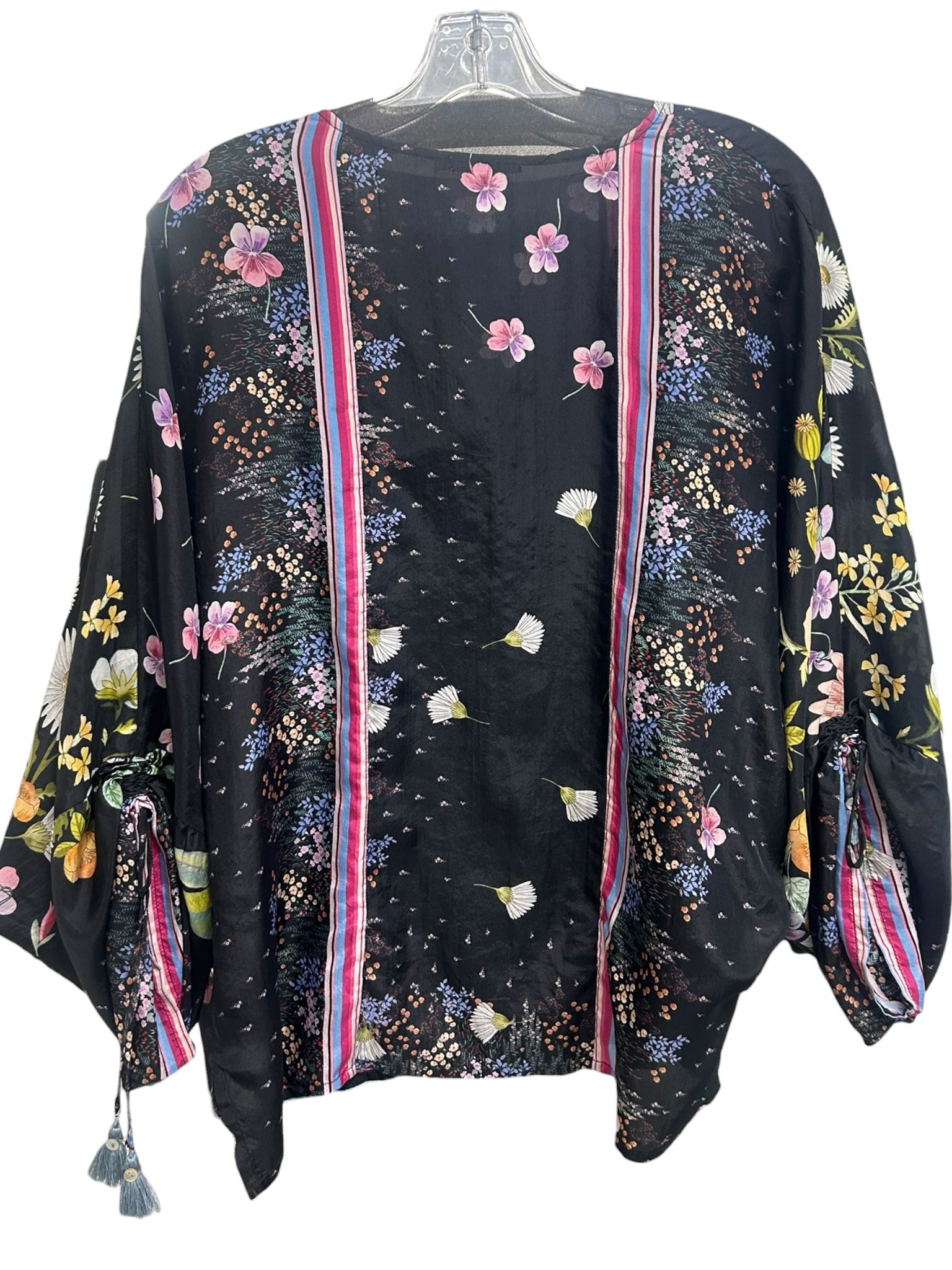 JOHNNY WAS SILK KIMONO SLEEVE PRINTED BLOUSE SIZE SMALL
