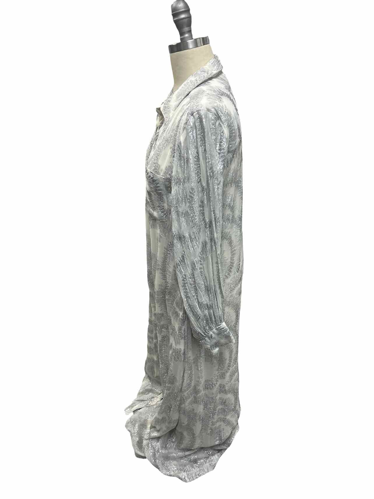 ANTHROPOLOGIE NWT! LONG SLEEVE LUREX MAXI SHIRT DRESS SIZE: XS