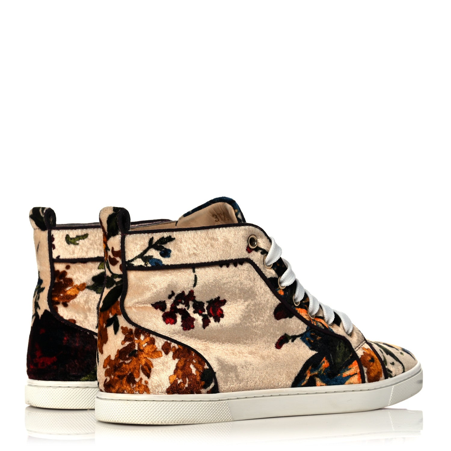 CHRISTIAN LOUBOUTIN BIP BIP FLORAL VELVET HIGH TOP SNEAKER SIZE 38