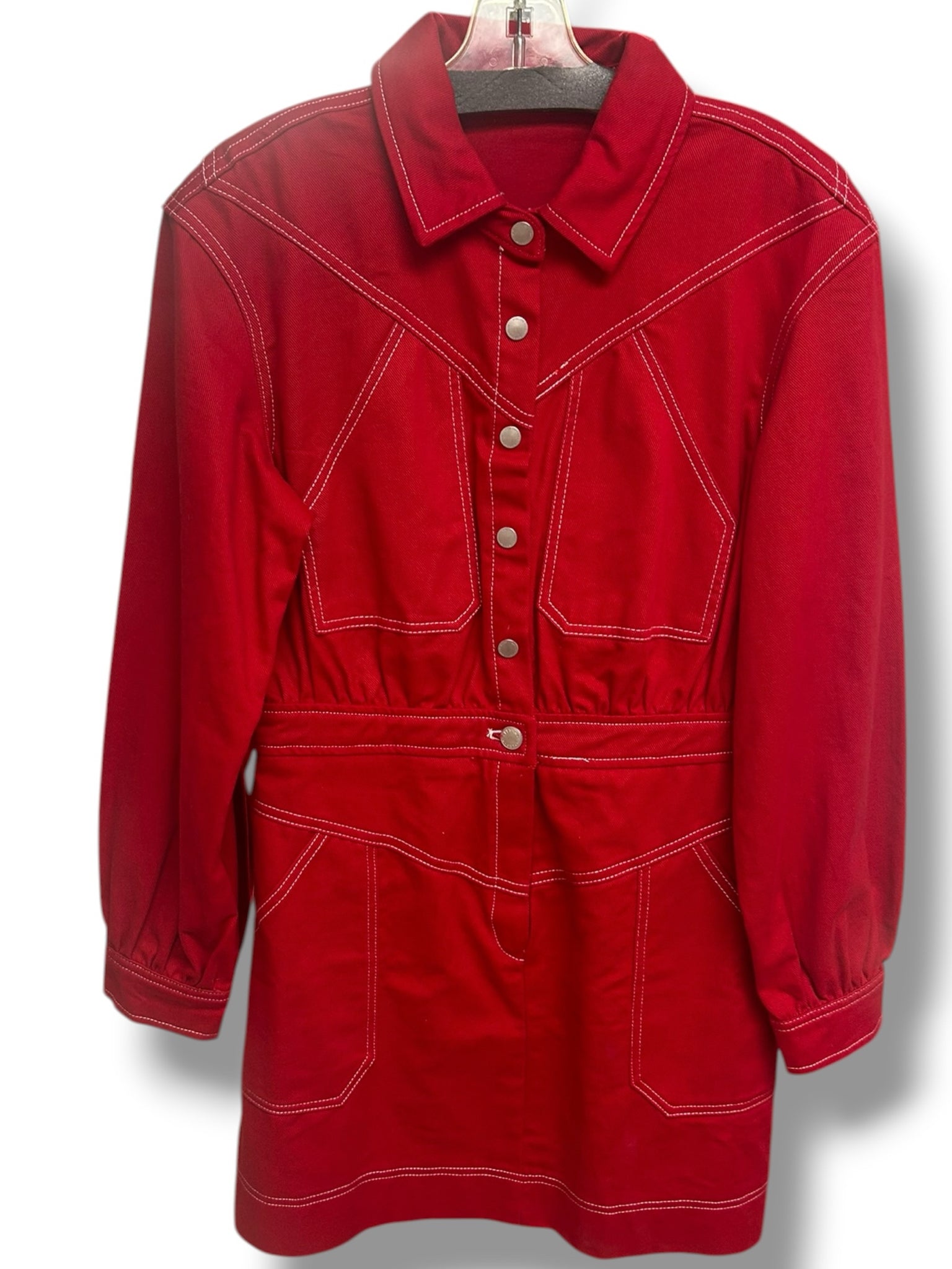 ANTHROPOLOGIE AVEC LES FILLES RED DENIM WESTERN SHIRT DRESS SIZE 8