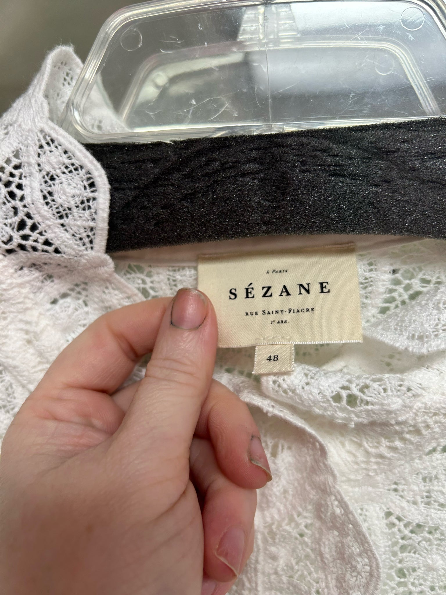 SEZANE CHLO SHIRT ECRU GUIPURE LACE BLOUSE SIZE 48