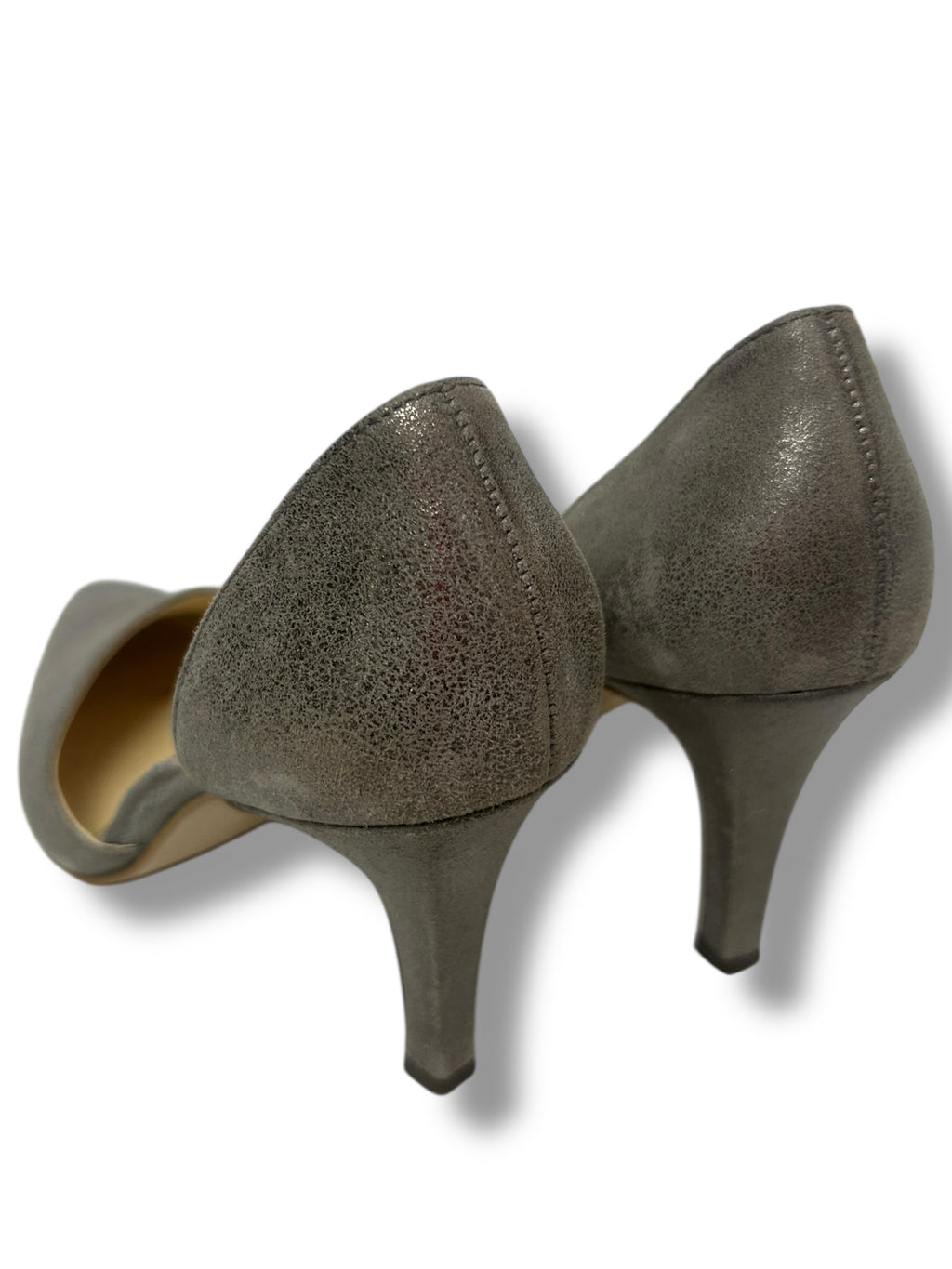 PAUL GREEN SILVER BRUSHED METALLIC CHAR D'ORSEY PUMPS SIZE US 9