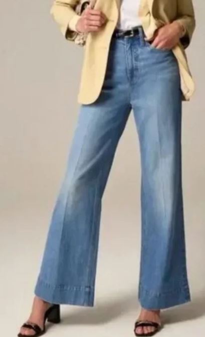 NWT J.CREW WIDE LEG MEDIUM WASH TROUSER JEANS SIZE 29