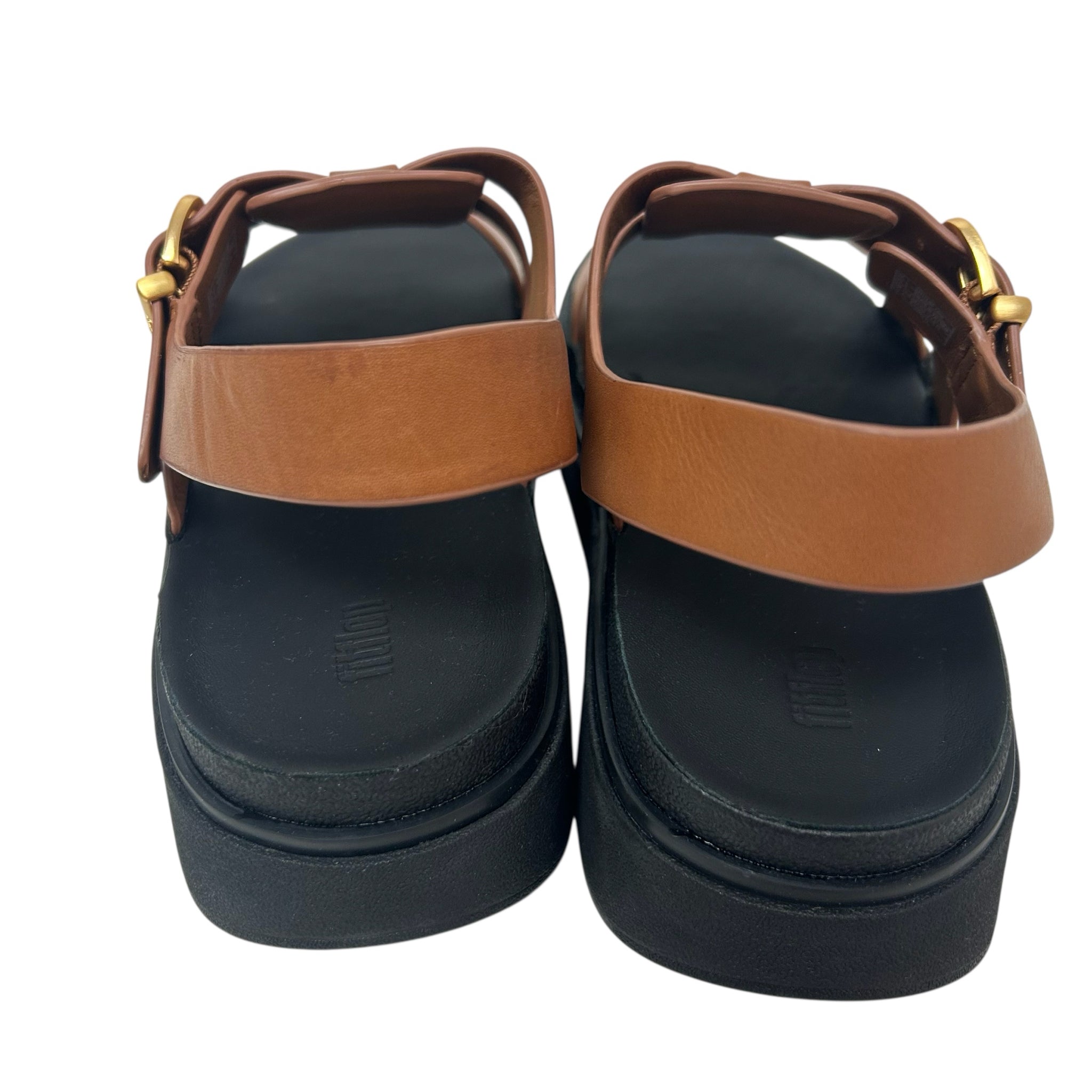 FITFLOP LEATHER FISHERMAN SANDAL BROWN PLATFORM SIZE 9